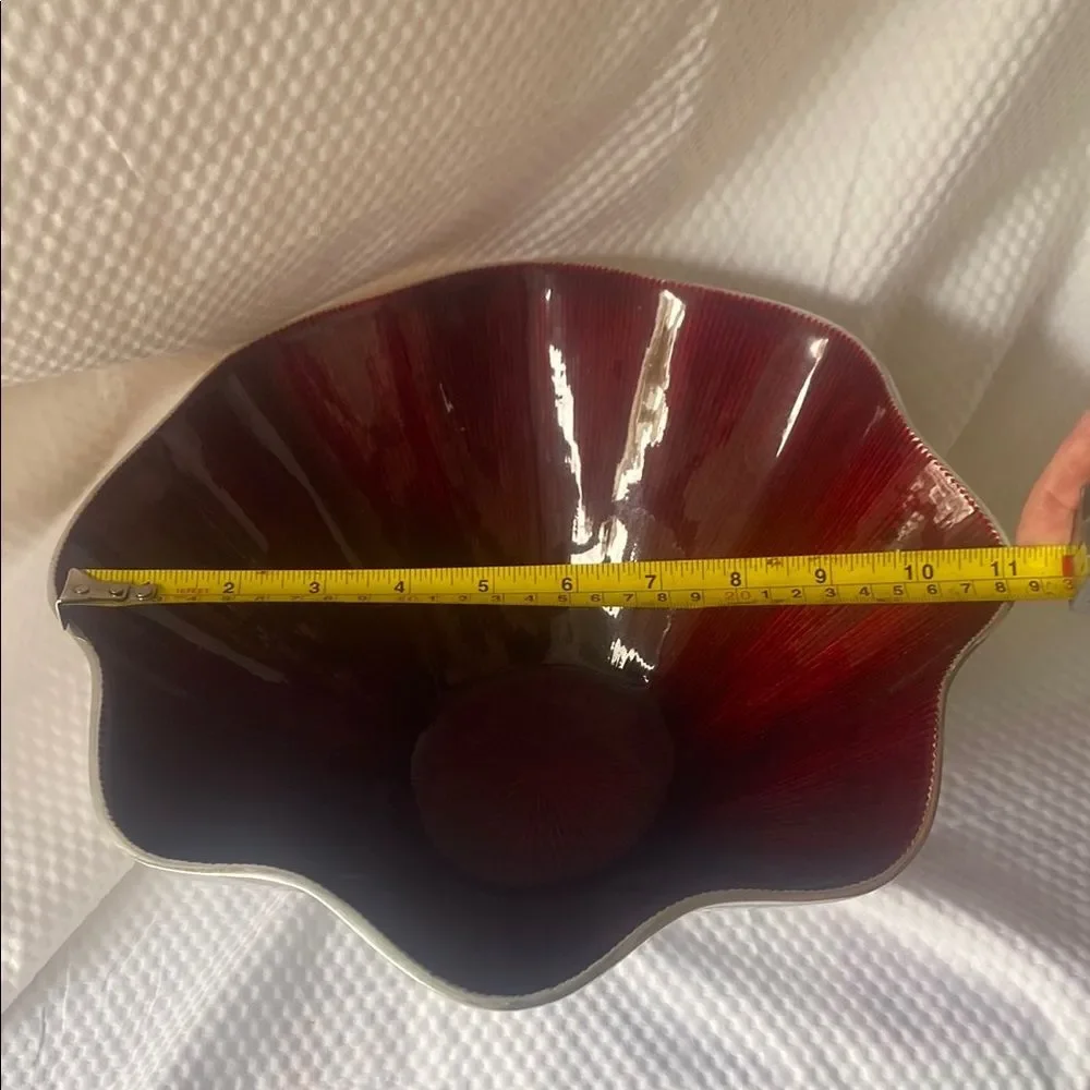 Simplydesignz Stunning Hand Crafted Red & Silver Lotus Decorative Bowl